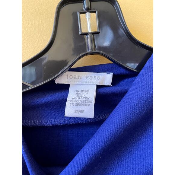 Joan Vass Cobalt Blue Drape Long Sleeve Asymmetrical Knit Dress Size Small - Picture 3 of 7
